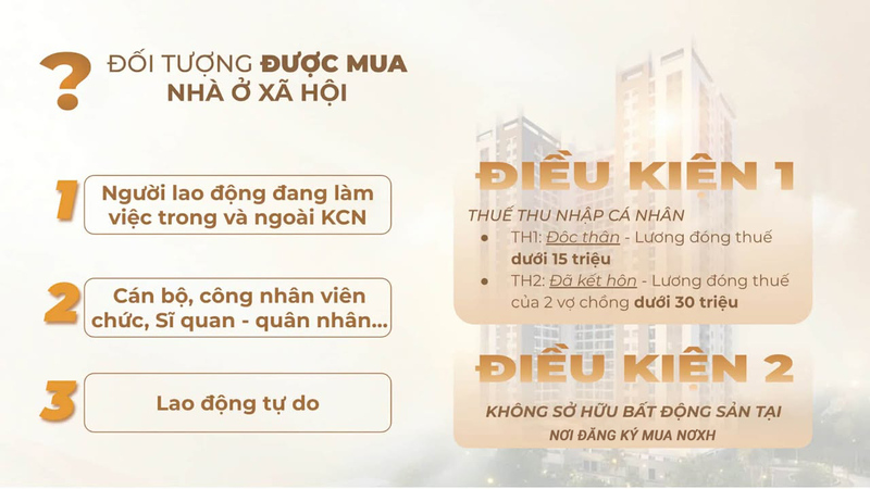 Điều kiện mua nhà ở xã hội mới nhất hiện nay 4 Đối tượng được hưởng chính sách nhà ở xã hội